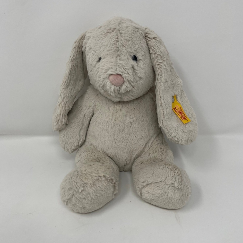 Steiff Hoppie Bunny Rabbit Plush Grey Soft Cuddly Friends Ear Button Tag 080470